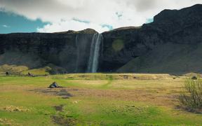 Cliff With a Waterfall in Iceland