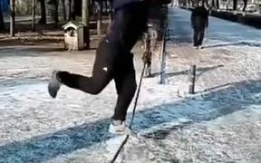A Man Balances Himself On The Rope - Fun - VIDEOTIME.COM