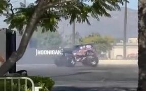 Monster Truck Doing Sick Power Slides And Burnouts