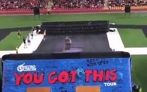 Guy On A Sofa Does A Massive Jump On A Ramp!