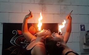 Sophia And Andrea Fire Eat - Fun - VIDEOTIME.COM