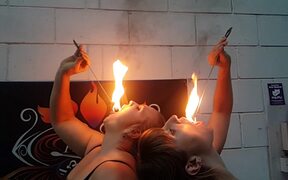 Sophia And Andrea Fire Eat - Fun - VIDEOTIME.COM
