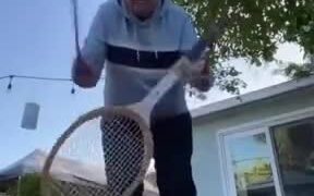 Grandpa Can Still Play Nice With The Racket! - Fun - VIDEOTIME.COM