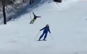 A Man Flying On The Snow