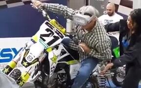 Grandpa Motorbiking Using VR