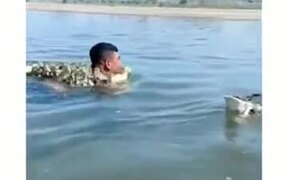 Ducklings Following A Man In Water - Fun - VIDEOTIME.COM