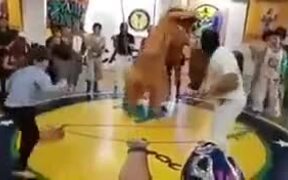 Dinosaur Fighting In A Dojo - Fun - VIDEOTIME.COM
