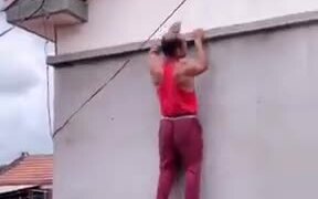 Old Asian Man Displaying Parkour Skill - Fun - VIDEOTIME.COM