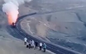 Train Blowing Fire And Steam