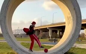 Cool Way To Play Ball Inside A Pipe