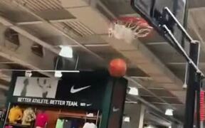 Very Impressive Basketball Dunk In Sporting Shop