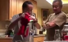 Father Falls Prey To The Bottle Prank