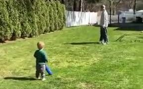 Young Toddler Scores A Perfect Baseball Shot