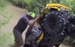 Overweight Dude On A Quadbike Almost Flips Over