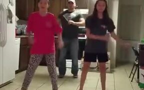 Dad Shows His Girls How To Dance