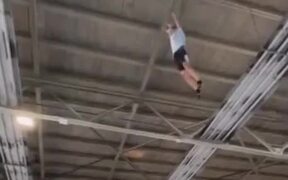 Kid On The Trampoline Does Cool Trick