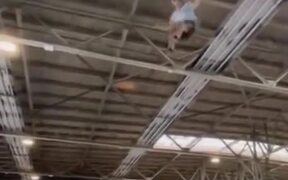 Kid On The Trampoline Does Cool Trick