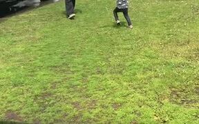 Little Girl Runs to Greet Dad in the Driveway - Kids - VIDEOTIME.COM