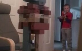 Kid Makes Perfect Jenga Move - Kids - VIDEOTIME.COM