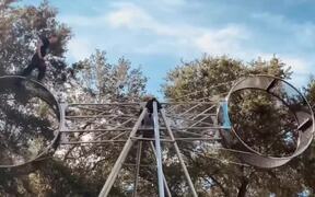 Circus Performer Casually Walks on Wheel of Death - Fun - VIDEOTIME.COM