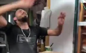 Person Demonstrates Unique Dough Tossing Skills - Fun - VIDEOTIME.COM
