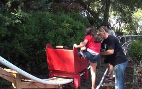 Girl Rides New Backyard Roller Coaster