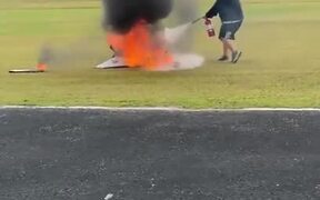 RC Jet Crashes in Flames Instantly After Take Off