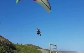 Paraglider Performs Precise Landing