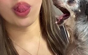 Toothless Dog Bites Girl's Cheek - Animals - VIDEOTIME.COM