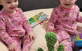 Twins Have A Blast Playing With 'Mocking Cactus'  - Kids - VIDEOTIME.COM