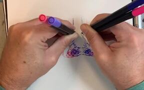 Ambidextrous Artist Draws Portrait of Man - Fun - VIDEOTIME.COM