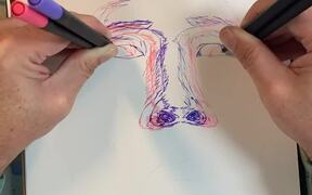 Ambidextrous Artist Draws Portrait of Man