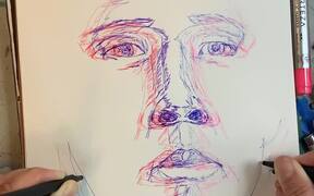 Ambidextrous Artist Draws Portrait of Man - Fun - VIDEOTIME.COM