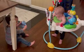 Boy Falls Down After His Brother Lets Go Of Cup - Kids - VIDEOTIME.COM