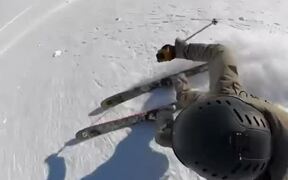 Guy Skis Down Steep Mountain Side at Speed - Sports - VIDEOTIME.COM