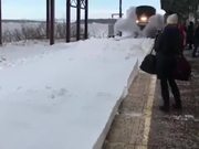 Amtrak Train On A Snowy Day