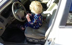 Toddler Tries to Drive Car to the Store