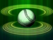 Spinning Baseball Green Halos Close Up