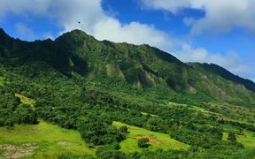 Helicopter Shot of Hawaiian Mountain Range