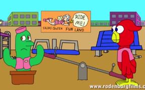 Space Cadet-Bird & Cactus Cartoon