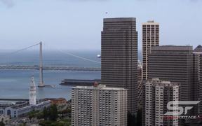 Panorama of San Francisco Bay Bridge and Buildings