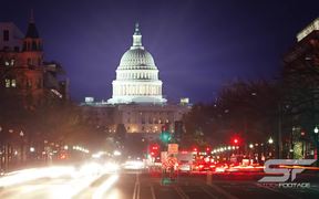 Time lapse of the US Captiol at Night with Flares