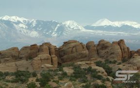 Sandstone Layers with the La Sal Mountains