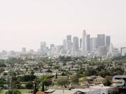 Panning View of Los Angeles with a Smoggy Sky