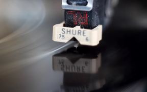 Rotating Vinyl Record Player Needle Close Up