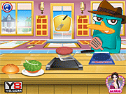 Perry cooking American Hamburger