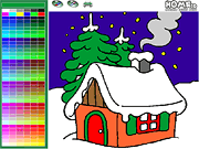 House in Winter Forest Coloring
